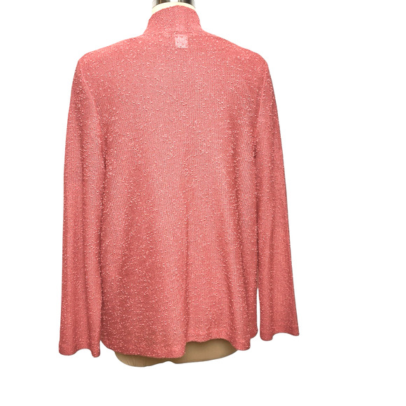 TanJay Cardigan Sweater Top Set Womens Medium Large Beaded Knit Pink Coral Vtg - Picture 7 of 10